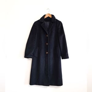 Vintage Apagora Black Wool Coat (70% wool, 30% mohair). Made in USA